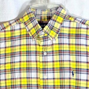 Ralph Lauren Men's Bright Yellow Plaid Shirt Classic Fit size Large